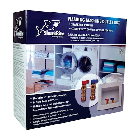 Sharkbite SharkBite 1/2 in. Push Fit X 3/4 in. D GHT Brass Washing Machine Outlet Box 24763